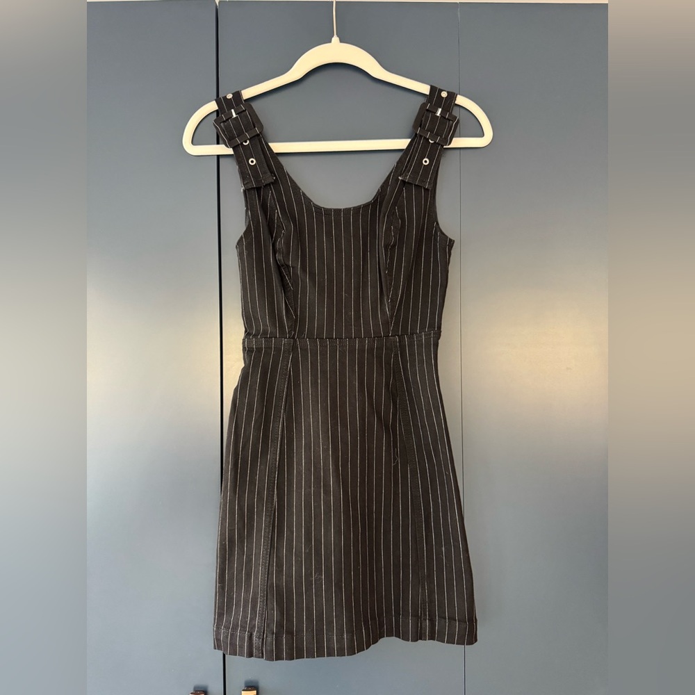 Pinstripe Black Pinafore Dress